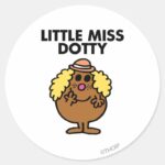 Little Miss Dotty Black Lettering Classic Round Sticker