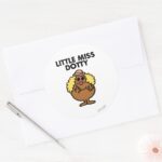 Little Miss Dotty Black Lettering Classic Round Sticker