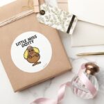 Little Miss Dotty Black Lettering Classic Round Sticker