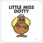 Little Miss Dotty Black Lettering Square Sticker