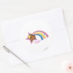 Little Miss Dotty Chasing Rainbows Classic Round Sticker
