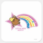 Little Miss Dotty Chasing Rainbows Square Sticker