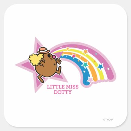 Little Miss Dotty Chasing Rainbows Square Sticker