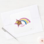 Little Miss Dotty Chasing Rainbows Square Sticker