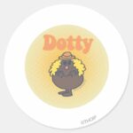 Little Miss Dotty Spotlight Classic Round Sticker
