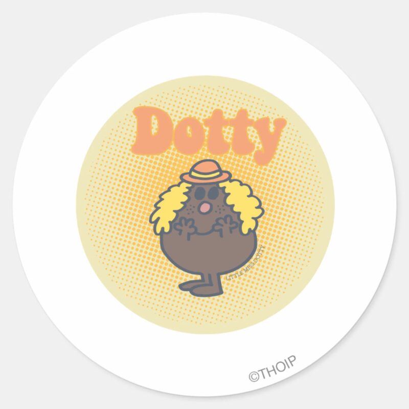Little Miss Dotty Spotlight Classic Round Sticker Little Miss Dotty Spotlight Classic Round Sticker
