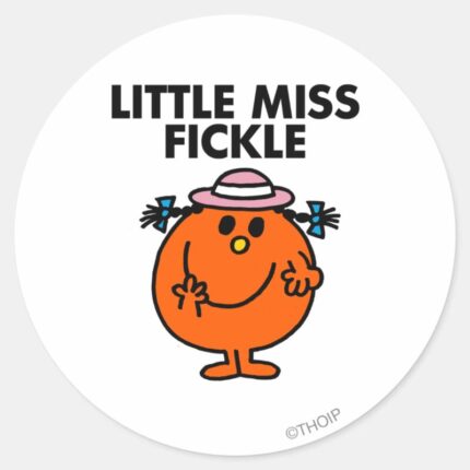 Little Miss Fickle Black Lettering Classic Round Sticker