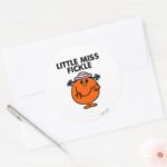 Little Miss Fickle Black Lettering Classic Round Sticker