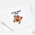 Little Miss Fun Waving Joyously Square Sticker