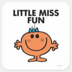 Little Miss Fun Black Lettering Square Sticker