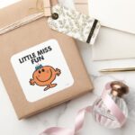 Little Miss Fun Black Lettering Square Sticker