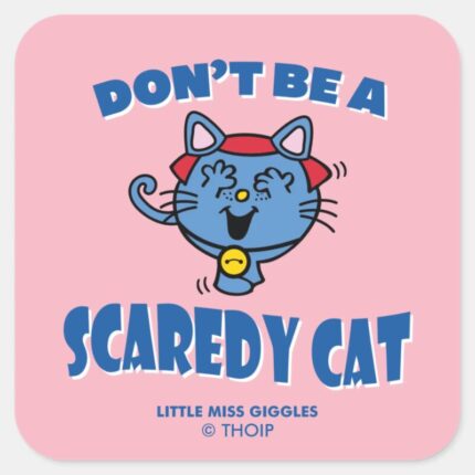 Little Miss Giggles Scaredy Cat Halloween Square Sticker