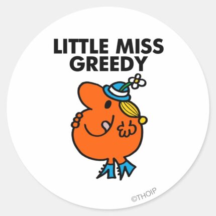Little Miss Greedy Licking Her Lips Classic Round Sticker