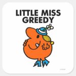 Little Miss Greedy Licking Her Lips Square Sticker