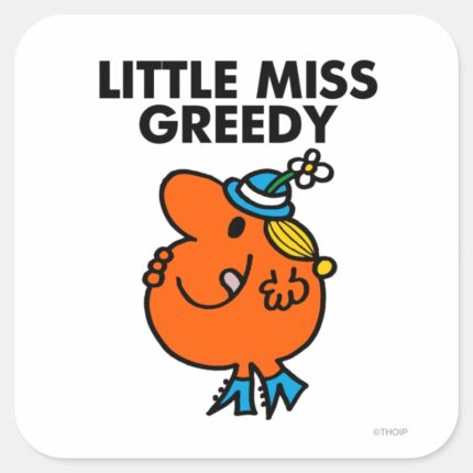 Little Miss Greedy Licking Her Lips Square Sticker