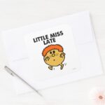 Little Miss Late Black Lettering Square Sticker