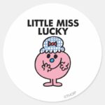 Little Miss Lucky Hiding Her Mouth Classic Round Sticker