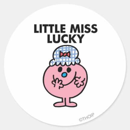Little Miss Lucky Hiding Her Mouth Classic Round Sticker