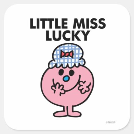 Little Miss Lucky Hiding Her Mouth Square Sticker
