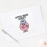 Little Miss Lucky Hiding Her Mouth Square Sticker