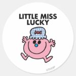 Little Miss Lucky Black Lettering Classic Round Sticker