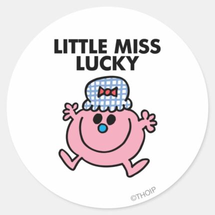 Little Miss Lucky Black Lettering Classic Round Sticker