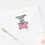 Little Miss Lucky Black Lettering Classic Round Sticker
