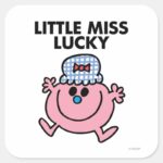 Little Miss Lucky Black Lettering Square Sticker