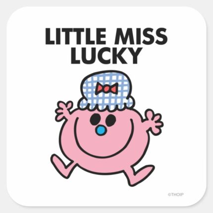 Little Miss Lucky Black Lettering Square Sticker