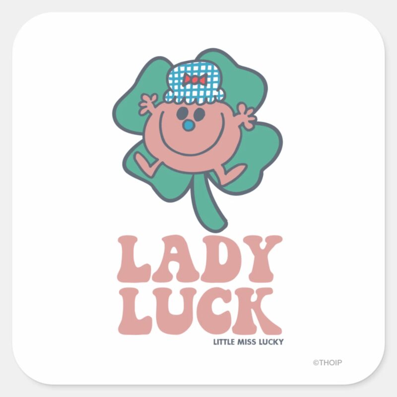 Little Miss Lucky Lady Luck Square Sticker Little Miss Lucky Lady Luck Square Sticker