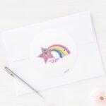 Little Miss Lucky Rainbow Classic Round Sticker
