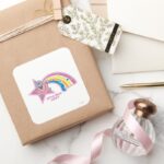 Little Miss Lucky Rainbow Square Sticker