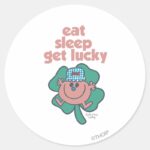 Little Miss Luckys Motto Green Clover Classic Round Sticker