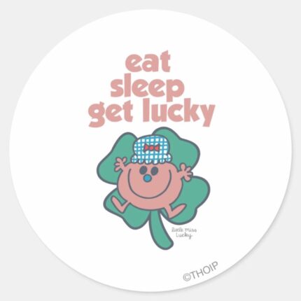Little Miss Luckys Motto Green Clover Classic Round Sticker