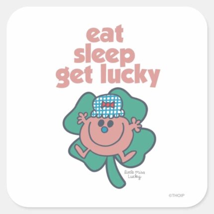Little Miss Luckys Motto Green Clover Square Sticker