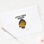 Little Miss Magic Black Lettering Classic Round Sticker