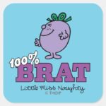 Little Miss Naughty 100 Brat Square Sticker