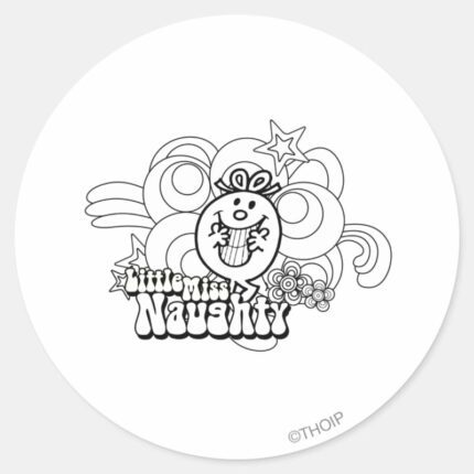 Little Miss Naughty With Bold Background Classic Round Sticker