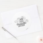 Little Miss Naughty With Bold Background Classic Round Sticker