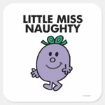 Little Miss Naughty Black Lettering Square Sticker