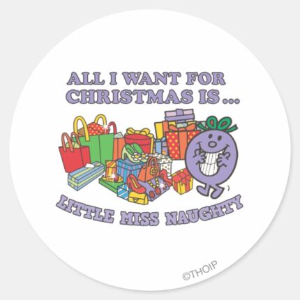 Little Miss Naughtys Christmas Joy Classic Round Sticker