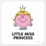 Little Miss Princess Crown Background Square Sticker