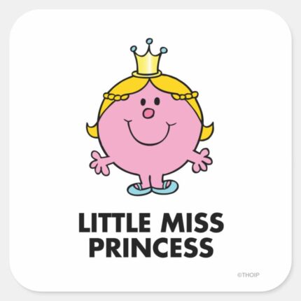 Little Miss Princess Crown Background Square Sticker