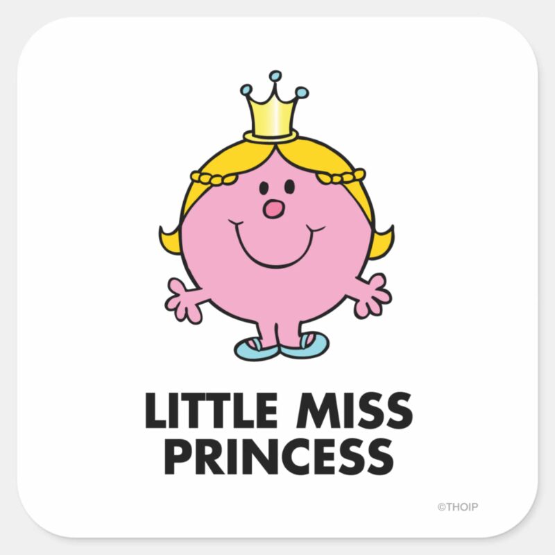 Little Miss Princess Crown Background Square Sticker Little Miss Princess Crown Background Square Sticker