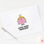 Little Miss Princess Crown Background Square Sticker
