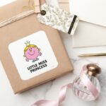 Little Miss Princess Crown Background Square Sticker