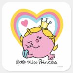 Little Miss Princess Hearts Square Sticker
