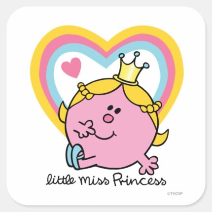 Little Miss Princess Hearts Square Sticker