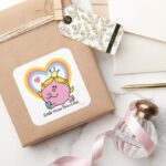 Little Miss Princess Hearts Square Sticker