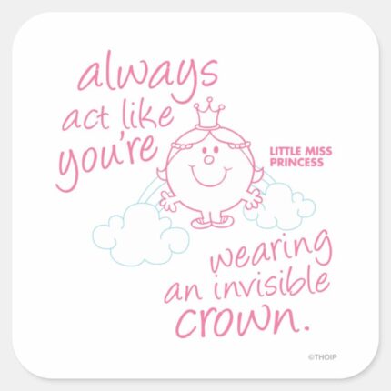 Little Miss Princess Invisible Crown Square Sticker